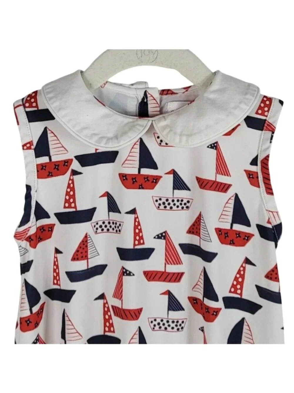 Cecil and Lou Sailboats Bubble Romper Red White Blue 12M Sleeveless Patriotic